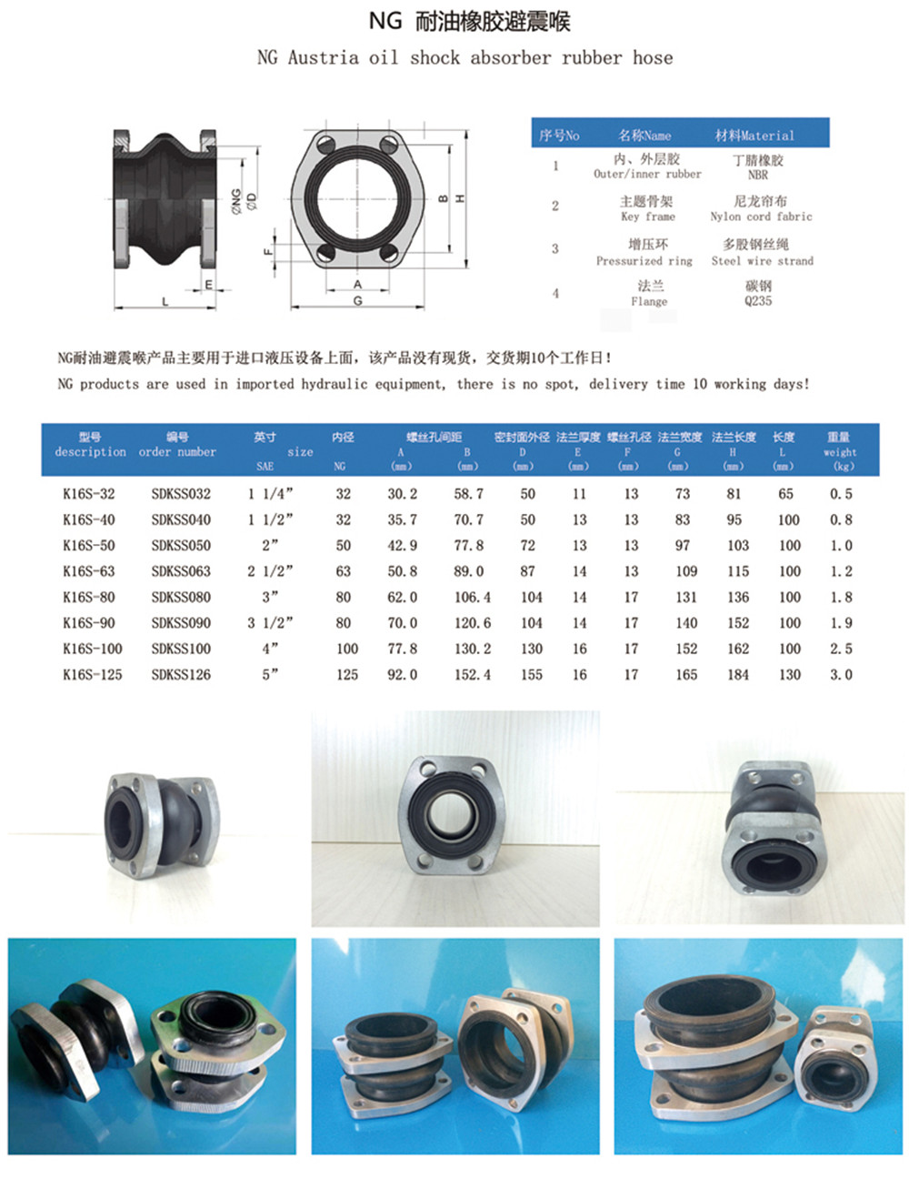 NG32-1.6Mpa-油泵專用菱形法蘭橡膠軟接頭